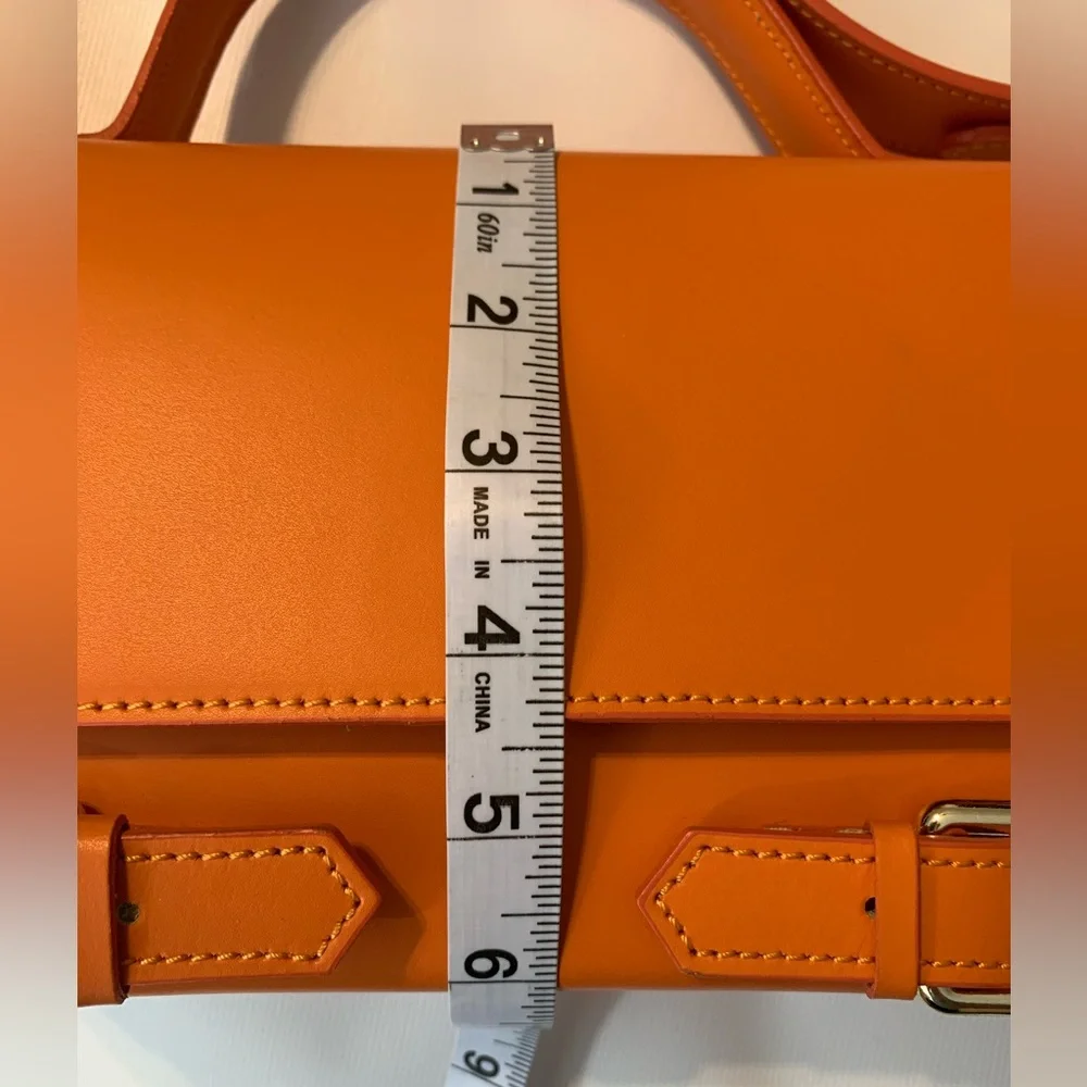 🔥HP🔥Bevini Modena genuine Italian leather orange purse - Picture 7 of 10